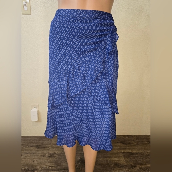 MICHAEL KORS WOMEN'S Blue  SWIRL LAYERED RUFFLE TIERED SKIRT  SIZE 12 - Picture 1 of 13